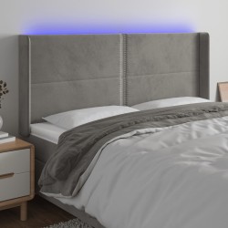 vidaXL LED Kopfteil Hellgrau 163x16x118/128 cm Samt