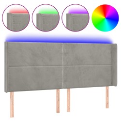 vidaXL LED Kopfteil Hellgrau 163x16x118/128 cm Samt