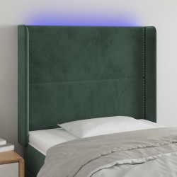vidaXL LED Kopfteil Dunkelgrün 83x16x118/128 cm Samt