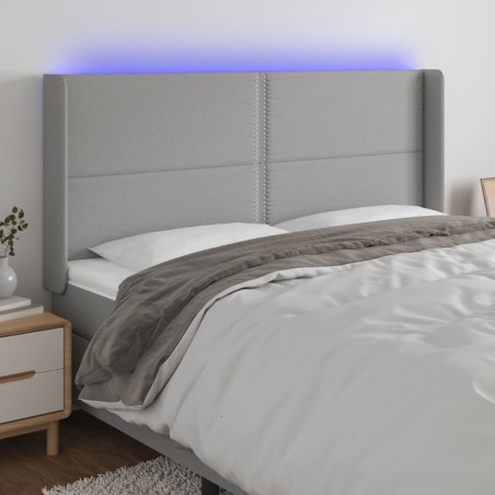 vidaXL LED Kopfteil Hellgrau 183x16x118/128 cm Stoff