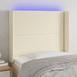 vidaXL LED Kopfteil Creme 93x16x118/128 cm Kunstleder