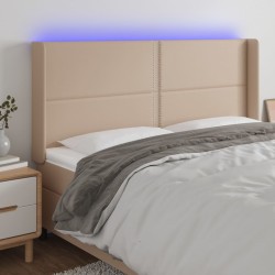 vidaXL LED Kopfteil Cappuccino-Braun 163x16x118/128cm Kunstleder