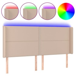 vidaXL LED Kopfteil Cappuccino-Braun 163x16x118/128cm Kunstleder