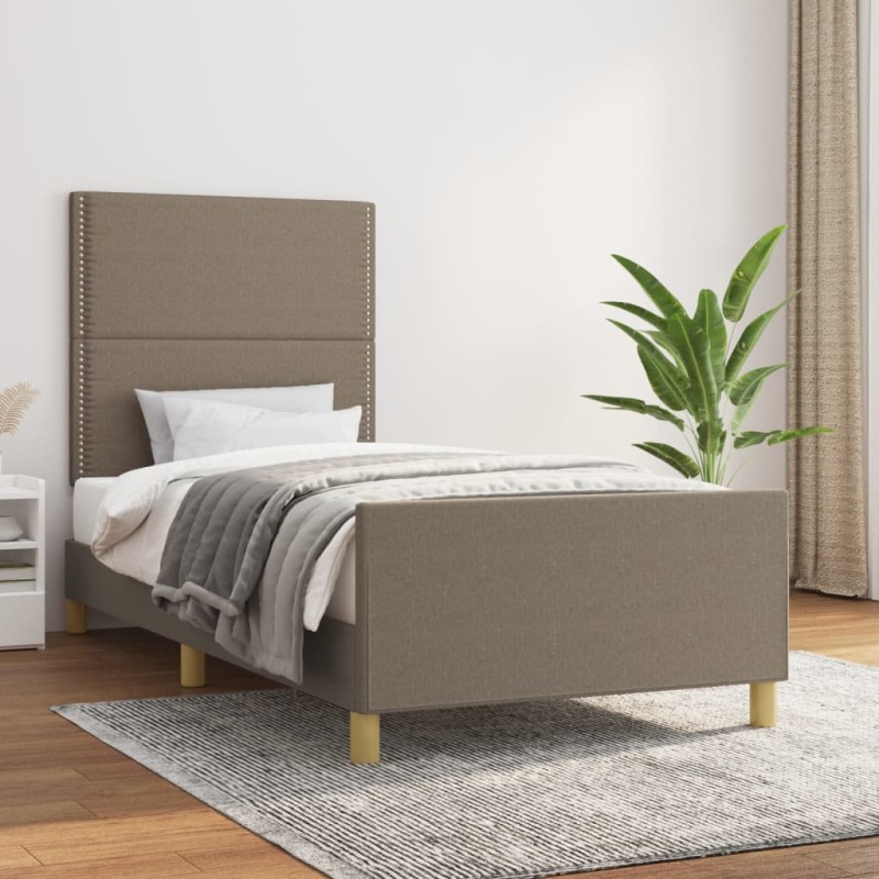 vidaXL Bettgestell mit Kopfteil Taupe 80x200 cm Stoff vidaXL Bettgestell mit Kopfteil Taupe 80x200 cm Stoff