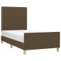 vidaXL Bettgestell mit Kopfteil Dunkelbraun 90x190 cm Stoff vidaXL Bettgestell mit Kopfteil Dunkelbraun 90x190 cm Stoff
