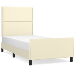 vidaXL Bettgestell mit Kopfteil Creme 90x200 cm Kunstleder