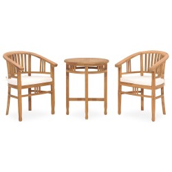 vidaXL 3-tlg. Garten-Essgruppe mit Auflagen Teak Massivholz 