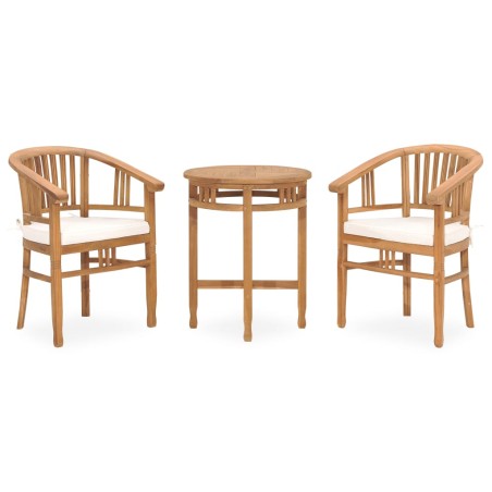 vidaXL 3-tlg. Garten-Essgruppe mit Auflagen Teak Massivholz 
