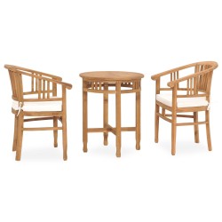 vidaXL 3-tlg. Garten-Essgruppe mit Auflagen Teak Massivholz 