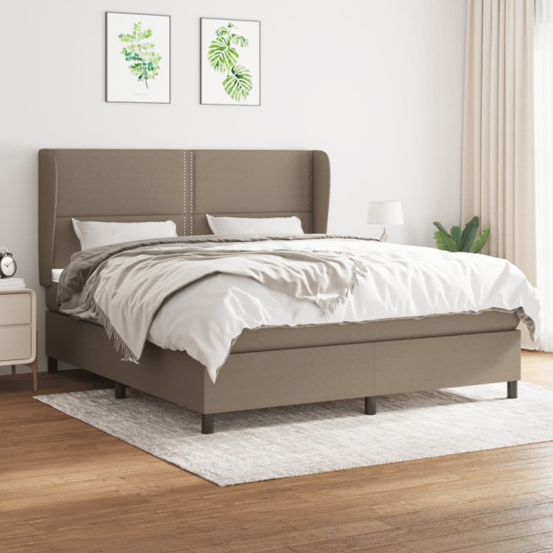 vidaXL Boxspringbett mit Matratze Taupe 160x200 cm Stoff vidaXL Boxspringbett mit Matratze Taupe 160x200 cm Stoff