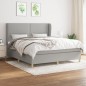 vidaXL Boxspringbett mit Matratze Hellgrau 180x200 cm Stoff vidaXL Boxspringbett mit Matratze Hellgrau 180x200 cm Stoff