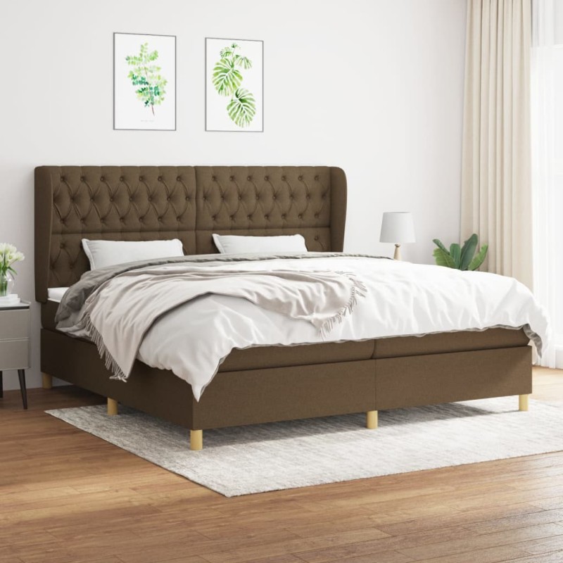 vidaXL Boxspringbett mit Matratze Dunkelbraun 200x200 cm Stoff vidaXL Boxspringbett mit Matratze Dunkelbraun 200x200 cm Stoff
