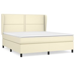 vidaXL Boxspringbett mit Matratze Creme 180x200 cm Kunstleder