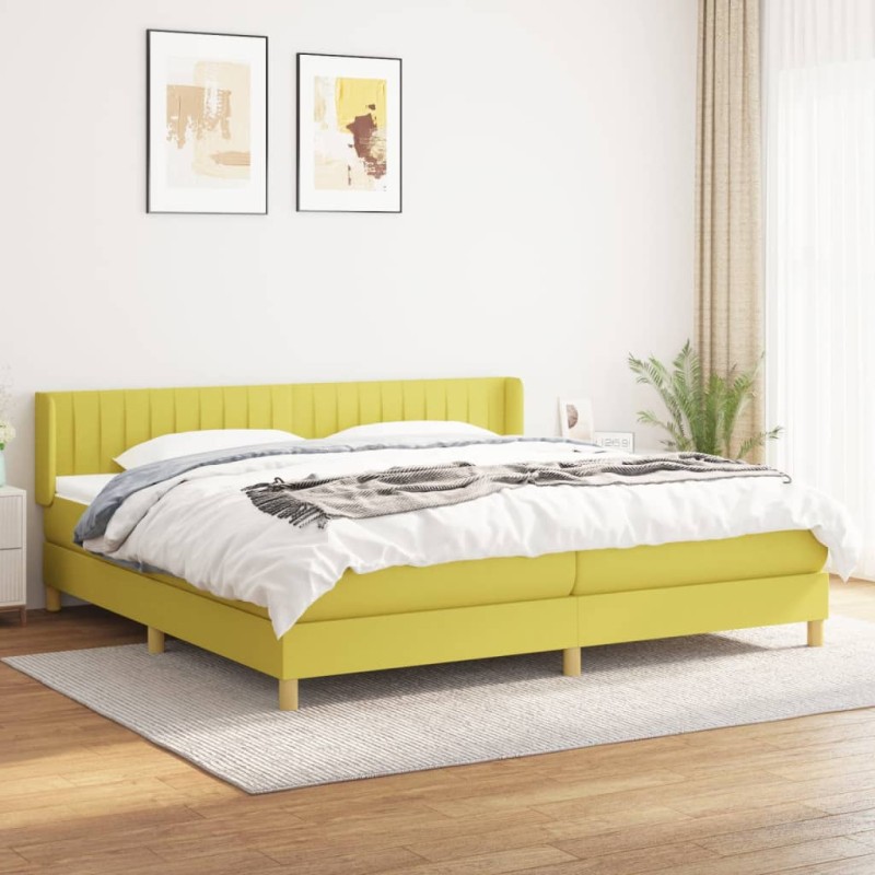 vidaXL Boxspringbett mit Matratze Grün 200x200 cm Stoff vidaXL Boxspringbett mit Matratze Grün 200x200 cm Stoff