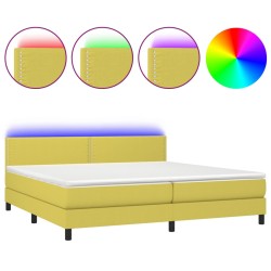 vidaXL Boxspringbett mit Matratze & LED Grün 200x200 cm Stoff