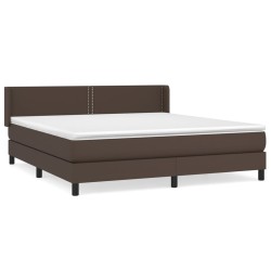 vidaXL Boxspringbett mit Matratze Braun 180x200 cm Kunstleder