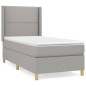 vidaXL Boxspringbett mit Matratze Hellgrau 90x200 cm Stoff vidaXL Boxspringbett mit Matratze Hellgrau 90x200 cm Stoff