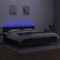 vidaXL Boxspringbett mit Matratze & LED Schwarz 200x200 cm Stoff vidaXL Boxspringbett mit Matratze & LED Schwarz 200x200 cm Stoff