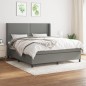 vidaXL Boxspringbett mit Matratze Dunkelgrau 180x200 cm Stoff vidaXL Boxspringbett mit Matratze Dunkelgrau 180x200 cm Stoff