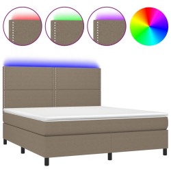 vidaXL Boxspringbett mit Matratze & LED Taupe 160x200 cm Stoff