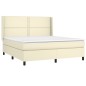 vidaXL Boxspringbett mit Matratze Creme 160x200 cm Kunstleder vidaXL Boxspringbett mit Matratze Creme 160x200 cm Kunstleder