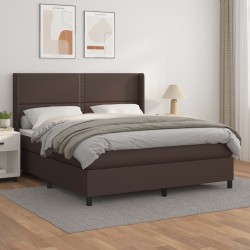 vidaXL Boxspringbett mit Matratze Braun 180x200 cm Kunstleder