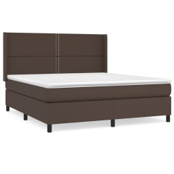 vidaXL Boxspringbett mit Matratze Braun 180x200 cm Kunstleder