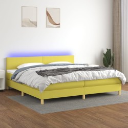 vidaXL Boxspringbett mit Matratze & LED Grün 200x200 cm Stoff