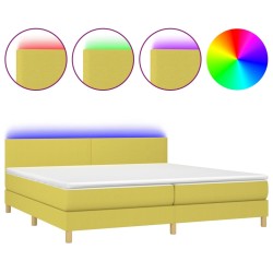 vidaXL Boxspringbett mit Matratze & LED Grün 200x200 cm Stoff