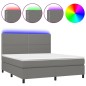 vidaXL Boxspringbett mit Matratze & LED Dunkelgrau 180x200 cm Stoff vidaXL Boxspringbett mit Matratze & LED Dunkelgrau 180x200 cm Stoff