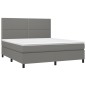 vidaXL Boxspringbett mit Matratze & LED Dunkelgrau 180x200 cm Stoff vidaXL Boxspringbett mit Matratze & LED Dunkelgrau 180x200 cm Stoff