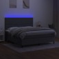 vidaXL Boxspringbett mit Matratze & LED Dunkelgrau 180x200 cm Stoff vidaXL Boxspringbett mit Matratze & LED Dunkelgrau 180x200 cm Stoff