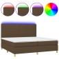 vidaXL Boxspringbett mit Matratze & LED Dunkelbraun 200x200 cm Stoff vidaXL Boxspringbett mit Matratze & LED Dunkelbraun 200x200 cm Stoff