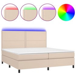 vidaXL Boxspringbett mit Matratze & LED Cappuccino-Braun 200x200cm