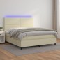 vidaXL Boxspringbett mit Matratze & LED Creme 180x200 cm Kunstleder vidaXL Boxspringbett mit Matratze & LED Creme 180x200 cm Kunstleder
