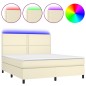 vidaXL Boxspringbett mit Matratze & LED Creme 180x200 cm Kunstleder vidaXL Boxspringbett mit Matratze & LED Creme 180x200 cm Kunstleder