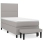 vidaXL Boxspringbett mit Matratze Hellgrau 90x200 cm Stoff vidaXL Boxspringbett mit Matratze Hellgrau 90x200 cm Stoff