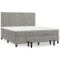 vidaXL Boxspringbett mit Matratze Hellgrau 160x200 cm Samt vidaXL Boxspringbett mit Matratze Hellgrau 160x200 cm Samt