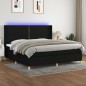 vidaXL Boxspringbett mit Matratze & LED Schwarz 200x200 cm Stoff vidaXL Boxspringbett mit Matratze & LED Schwarz 200x200 cm Stoff