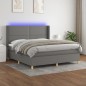 vidaXL Boxspringbett mit Matratze & LED Dunkelgrau 180x200 cm Stoff vidaXL Boxspringbett mit Matratze & LED Dunkelgrau 180x200 cm Stoff