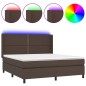 vidaXL Boxspringbett mit Matratze & LED Braun 180x200 cm Kunstleder vidaXL Boxspringbett mit Matratze & LED Braun 180x200 cm Kunstleder