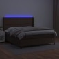 vidaXL Boxspringbett mit Matratze & LED Braun 180x200 cm Kunstleder vidaXL Boxspringbett mit Matratze & LED Braun 180x200 cm Kunstleder