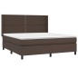vidaXL Boxspringbett mit Matratze & LED Braun 180x200 cm Kunstleder vidaXL Boxspringbett mit Matratze & LED Braun 180x200 cm Kunstleder