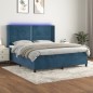 vidaXL Boxspringbett mit Matratze & LED Dunkelblau 160x200 cm Samt vidaXL Boxspringbett mit Matratze & LED Dunkelblau 160x200 cm Samt