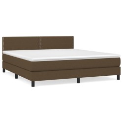 vidaXL Boxspringbett mit Matratze Dunkelbraun 160x200 cm Stoff