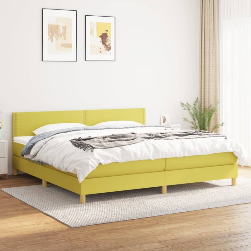 vidaXL Boxspringbett mit Matratze Grün 200x200 cm Stoff vidaXL Boxspringbett mit Matratze Grün 200x200 cm Stoff