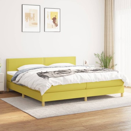 vidaXL Boxspringbett mit Matratze Grün 200x200 cm Stoff