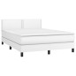 vidaXL Boxspringbett mit Matratze Weiß 140x190 cm Kunstleder vidaXL Boxspringbett mit Matratze Weiß 140x190 cm Kunstleder