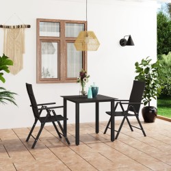 vidaXL 3-tlg. Garten-Essgruppe Schwarz 