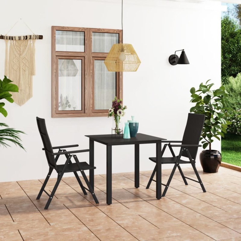 vidaXL 3-tlg. Garten-Essgruppe Schwarz vidaXL 3-tlg. Garten-Essgruppe Schwarz